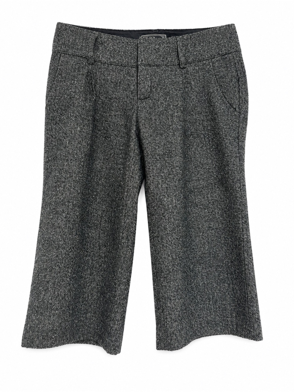 VTG Y2K Guess Wool Blend Low Rise Gray Sparkle Herringbone Capris